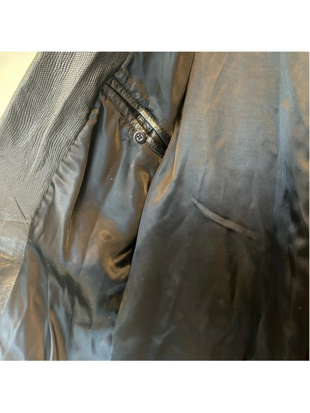 Andrew Marc Black Leather Jacket | Vintage Trench Blazer Coat | Size M